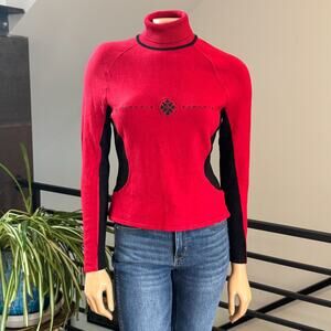 Vintage 80’s/90’s NILS Red Black Color Block Alpine Ski Turtleneck Sweater - M